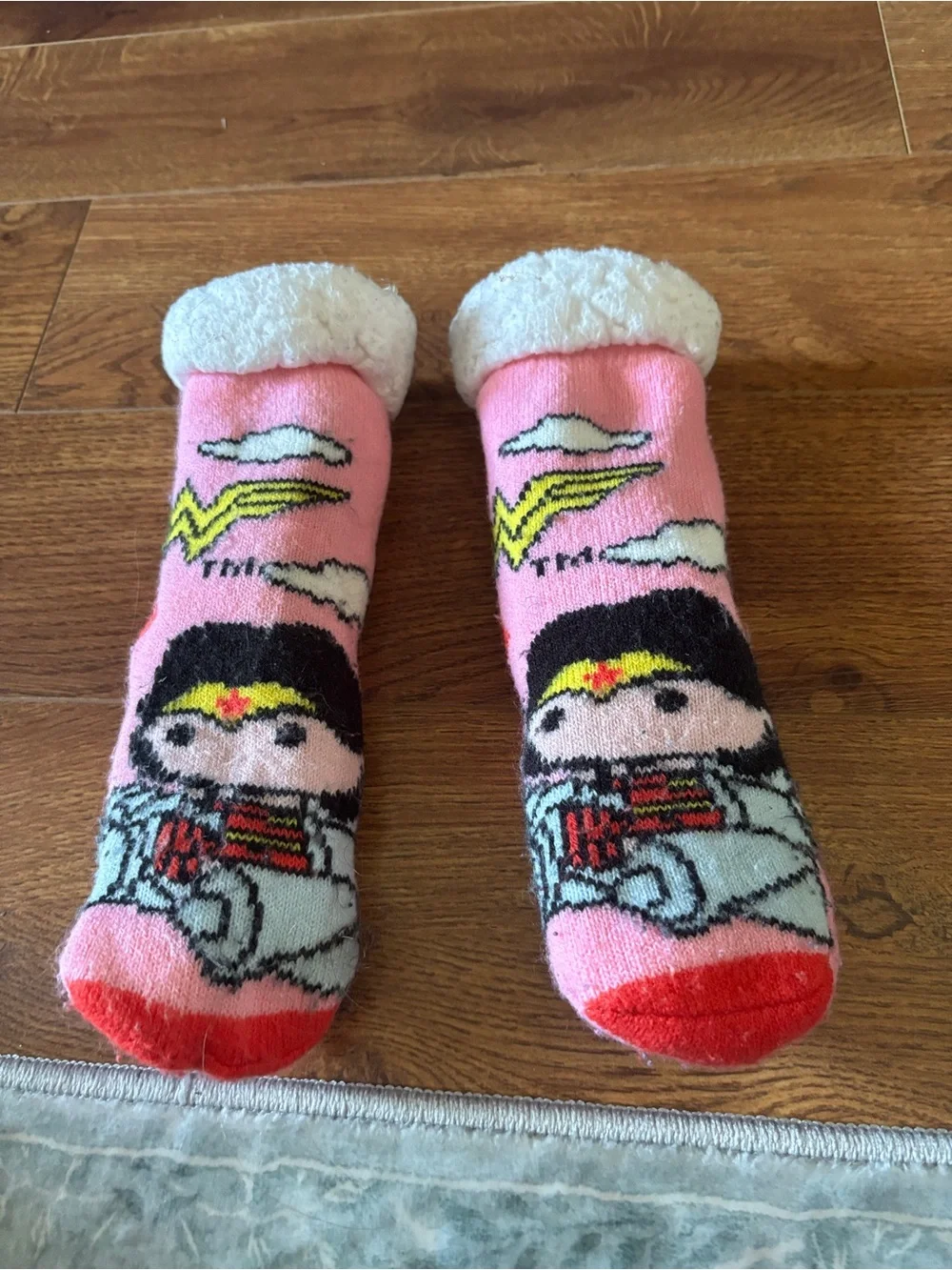 Kids Pink Wonder Girl Cozy Slipper Socks